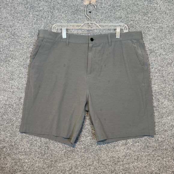 Free Fly Shorts Mens 36 Gray Chino Flat Front Casual‎ Lightweight Pockets Flaw - Picture 2 of 10